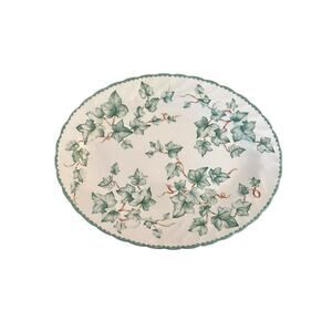 International Country Vine Green Ivy Oval Serving Platter 12" EUC